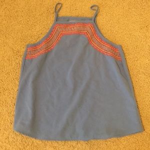 Bright blue and neon design tank top